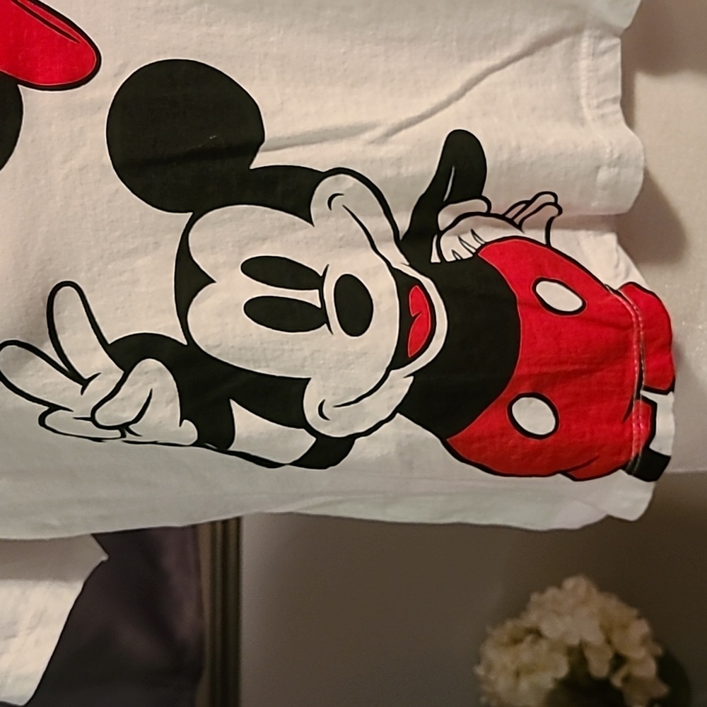 Disney Mickey and Minnie Mouse White T-Shirt - Size Large - Picture 4 of 8